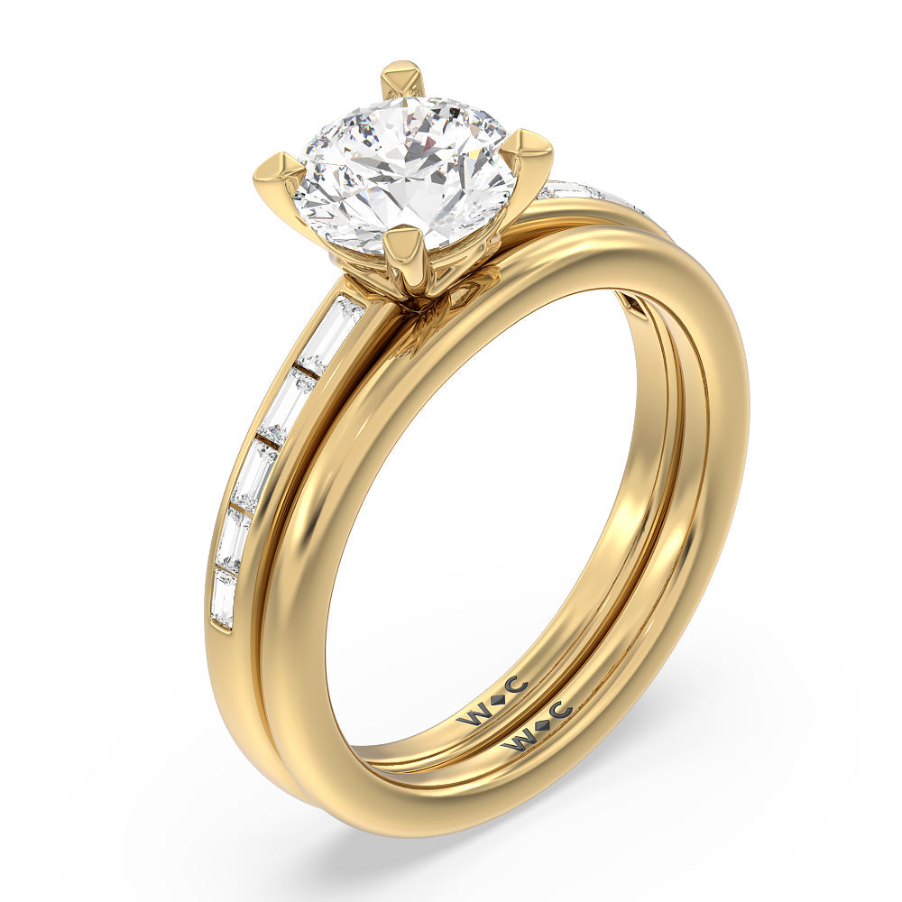 Channel Set Kite Basket Engagement Ring with Round Cut Diamond in 14KT Yellow Gold view 4
