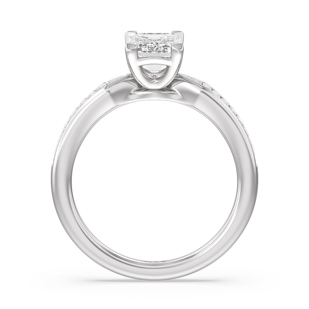 Emerald Cut Channel Baguette Deco Engagement Ring with Lab Grown Diamond in 14KT Platinum view 2
