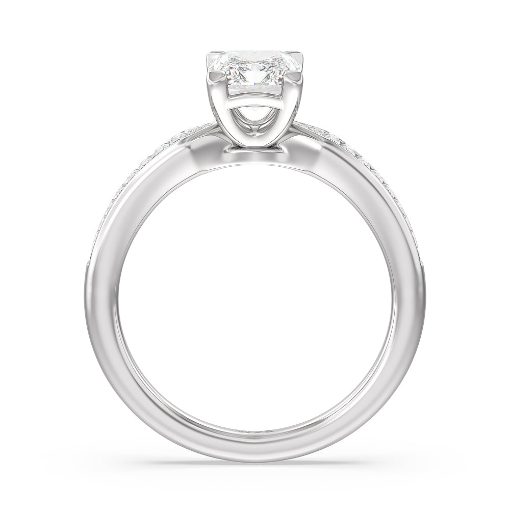 Radiant Cut Channel Baguette Deco Engagement Ring with Lab Grown Diamond in 14KT Platinum view 2
