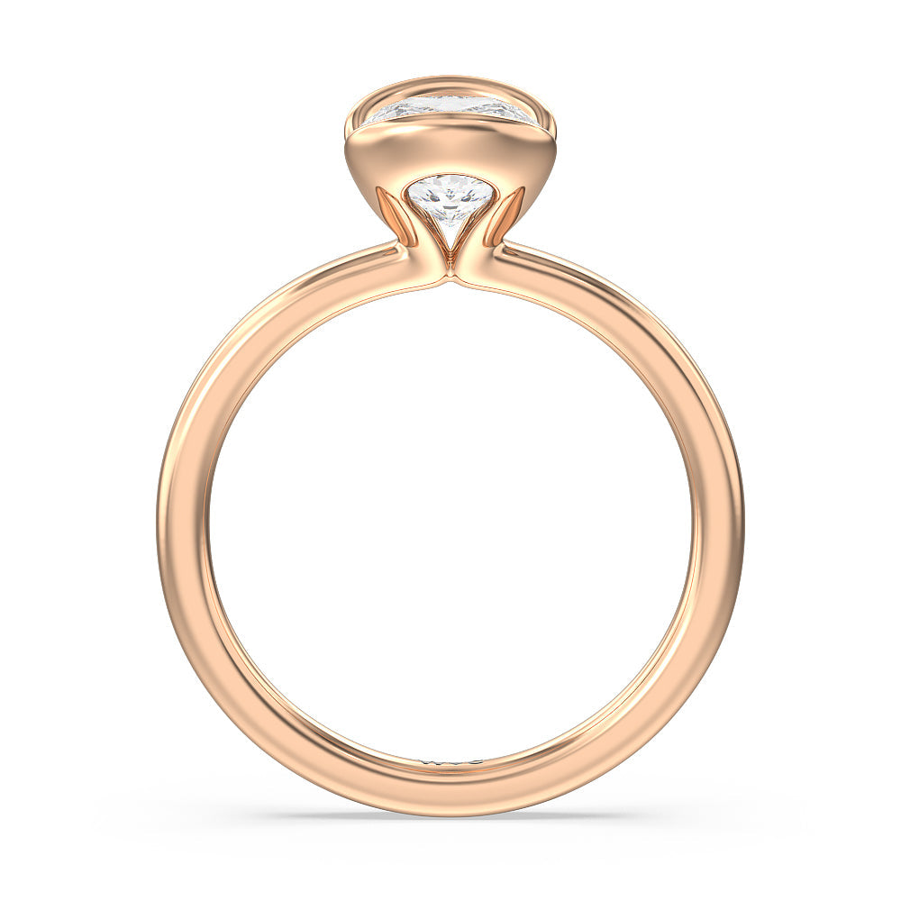 Seamless Half Bezel Solitaire Engagement Ring with Cushion Cut Diamond in 14KT Rose Gold view 2
