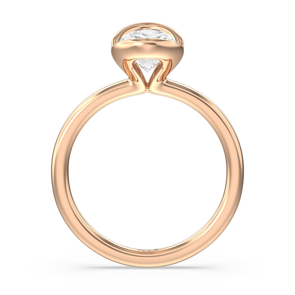 Seamless Half Bezel Solitaire Engagement Ring with Oval Cut Diamond in 14KT Rose Gold view 2
