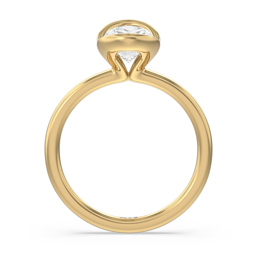 Seamless Half Bezel Solitaire Engagement Ring with Oval Cut Diamond in 14KT Yellow Gold view 2
