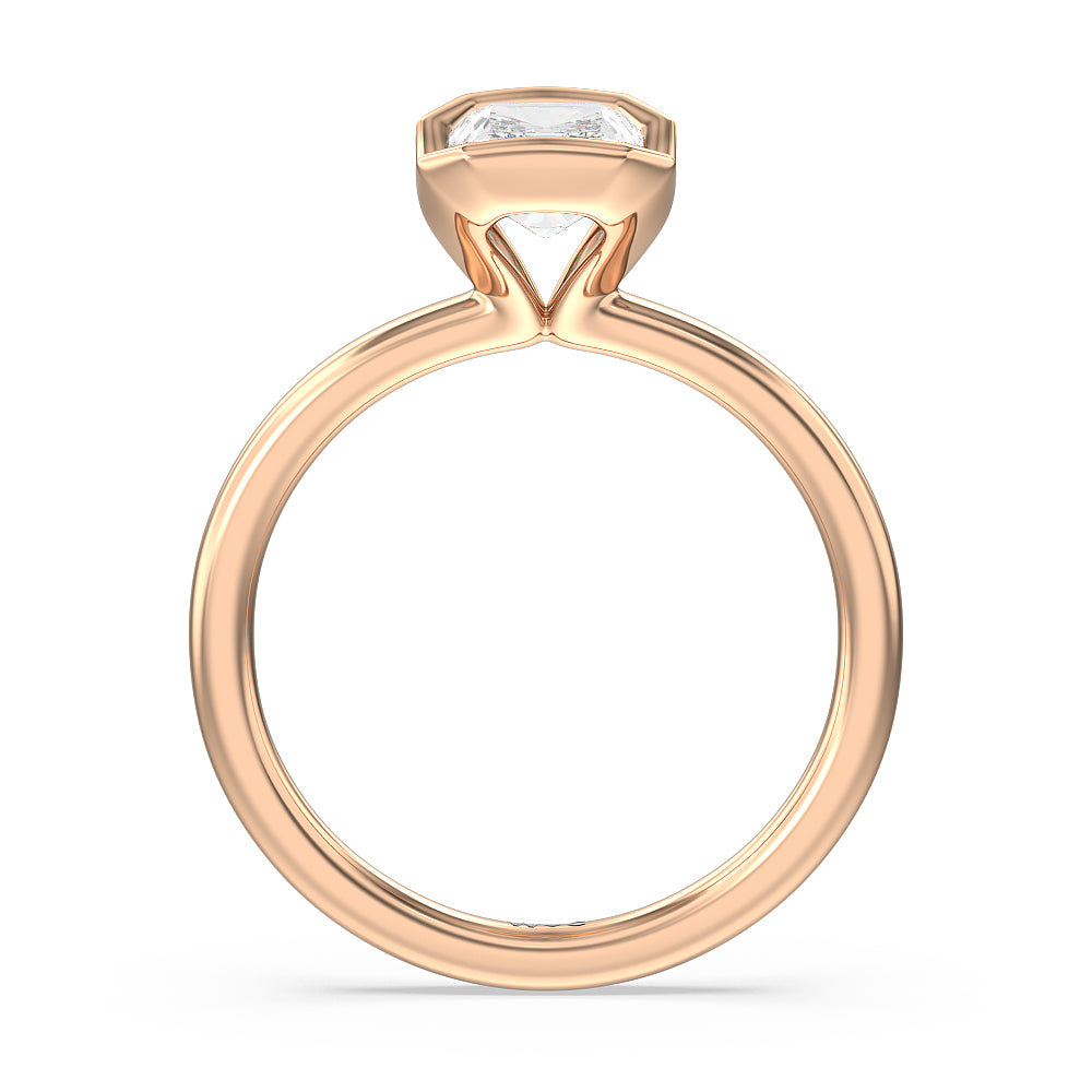 Seamless Half Bezel Solitaire Engagement Ring with Radiant Cut Diamond in 14KT Rose Gold view 2
