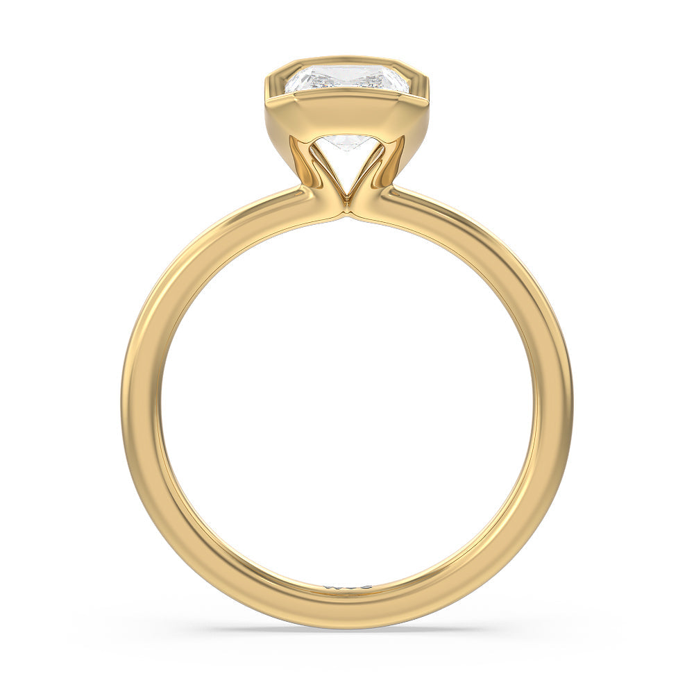 Seamless Half Bezel Solitaire Engagement Ring with Radiant Cut Diamond in 14KT Yellow Gold view 2
