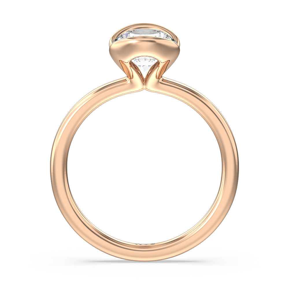 Seamless Half Bezel Solitaire Engagement Ring with Round Cut Diamond in 14KT Rose Gold view 2
