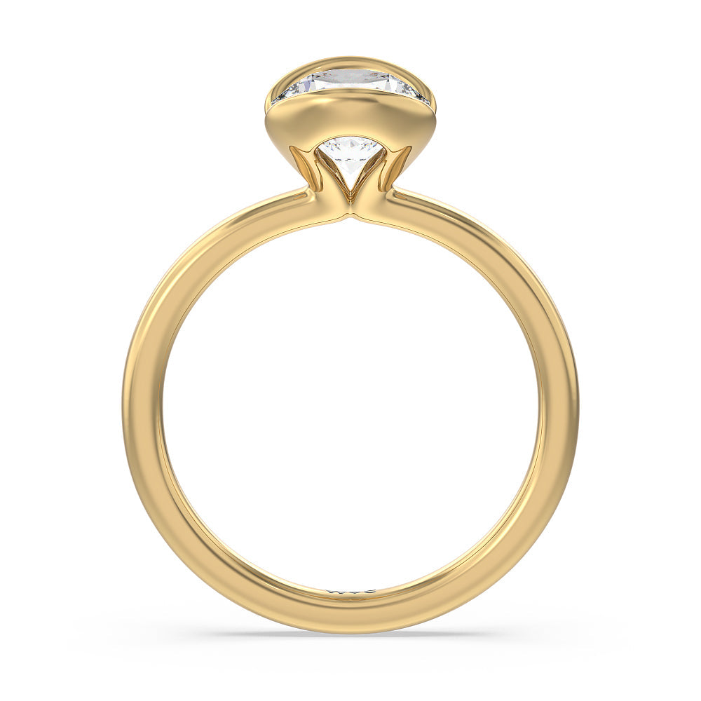 Seamless Half Bezel Solitaire Engagement Ring with Round Cut Diamond in 14KT Yellow Gold view 2
