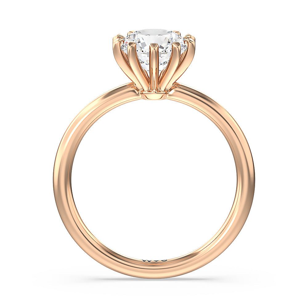 Round Cut Petite Ten Prong Solitaire Engagement Ring with Lab Grown Diamond in 14KT Rose Gold view 2
