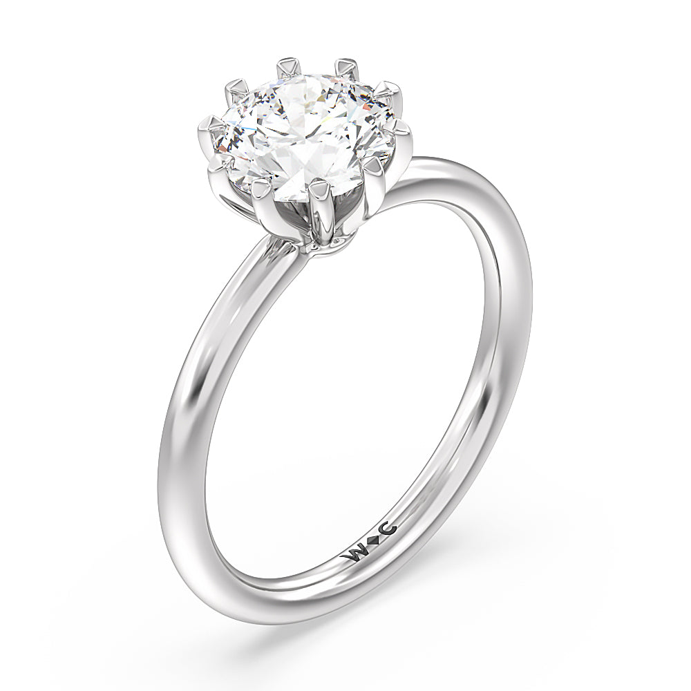 Round Cut Petite Ten Prong Solitaire Engagement Ring with Lab Grown Diamond in 14KT Platinum view 3
