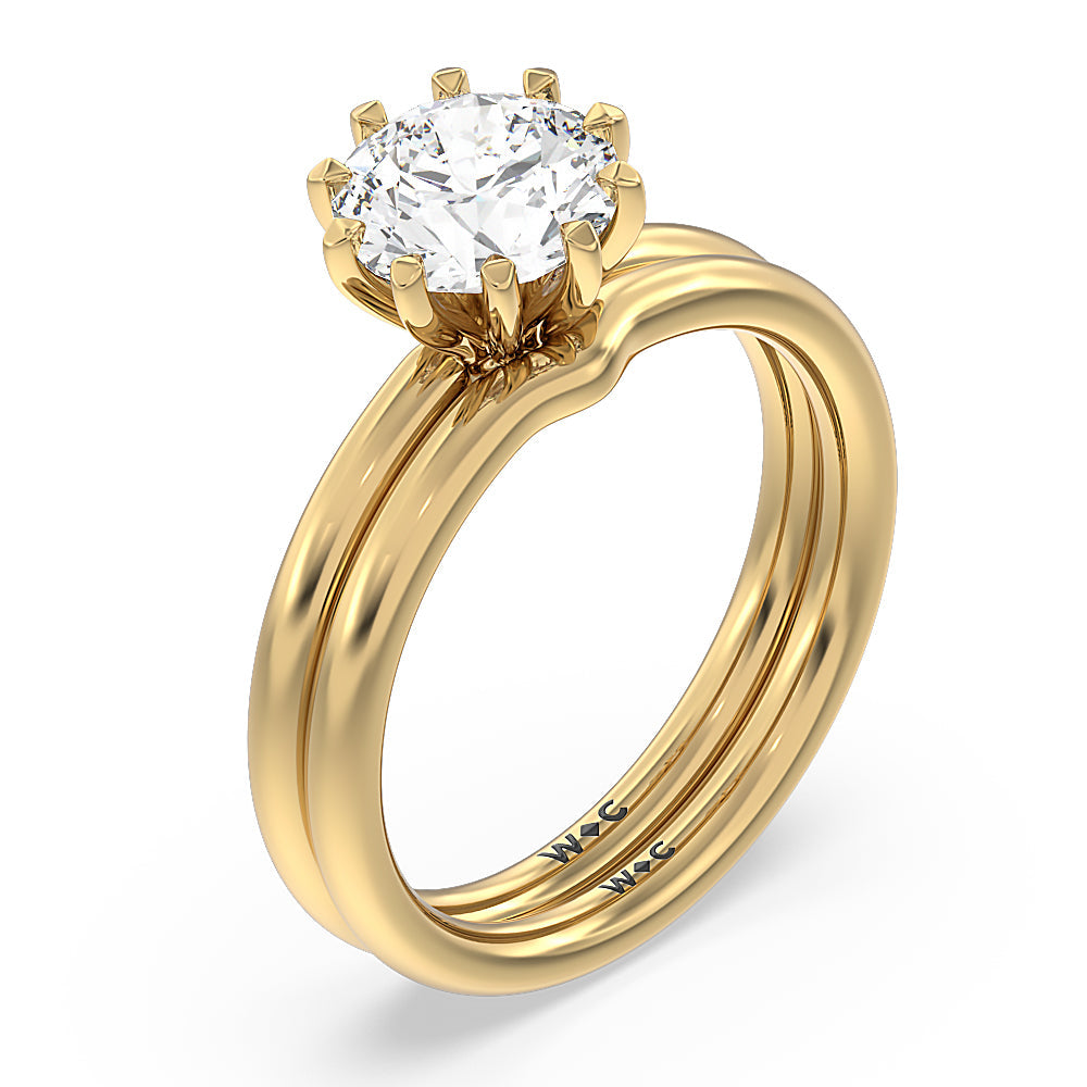Round Cut Petite Ten Prong Solitaire Engagement Ring with Lab Grown Diamond in 14KT Yellow Gold view 4
