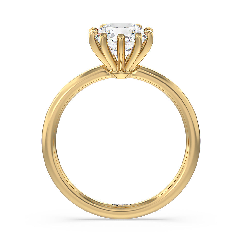 Round Cut Petite Ten Prong Solitaire Engagement Ring with Lab Grown Diamond in 14KT Yellow Gold view 2
