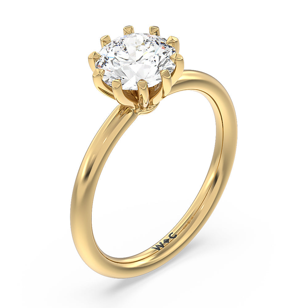 Round Cut Petite Ten Prong Solitaire Engagement Ring with Lab Grown Diamond in 14KT Yellow Gold view 3
