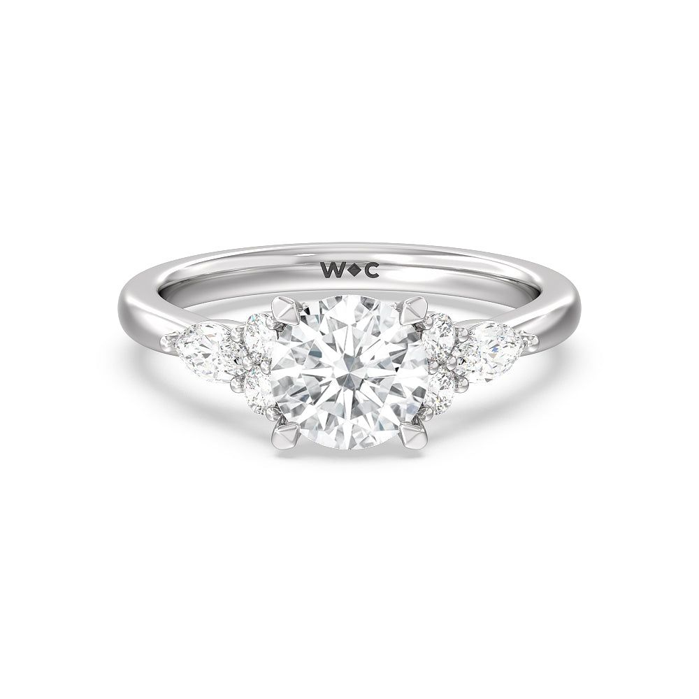 Trio Cluster 2 1/2 CTTW Round Cut Lab Grown Diamond Engagement Ring in ...