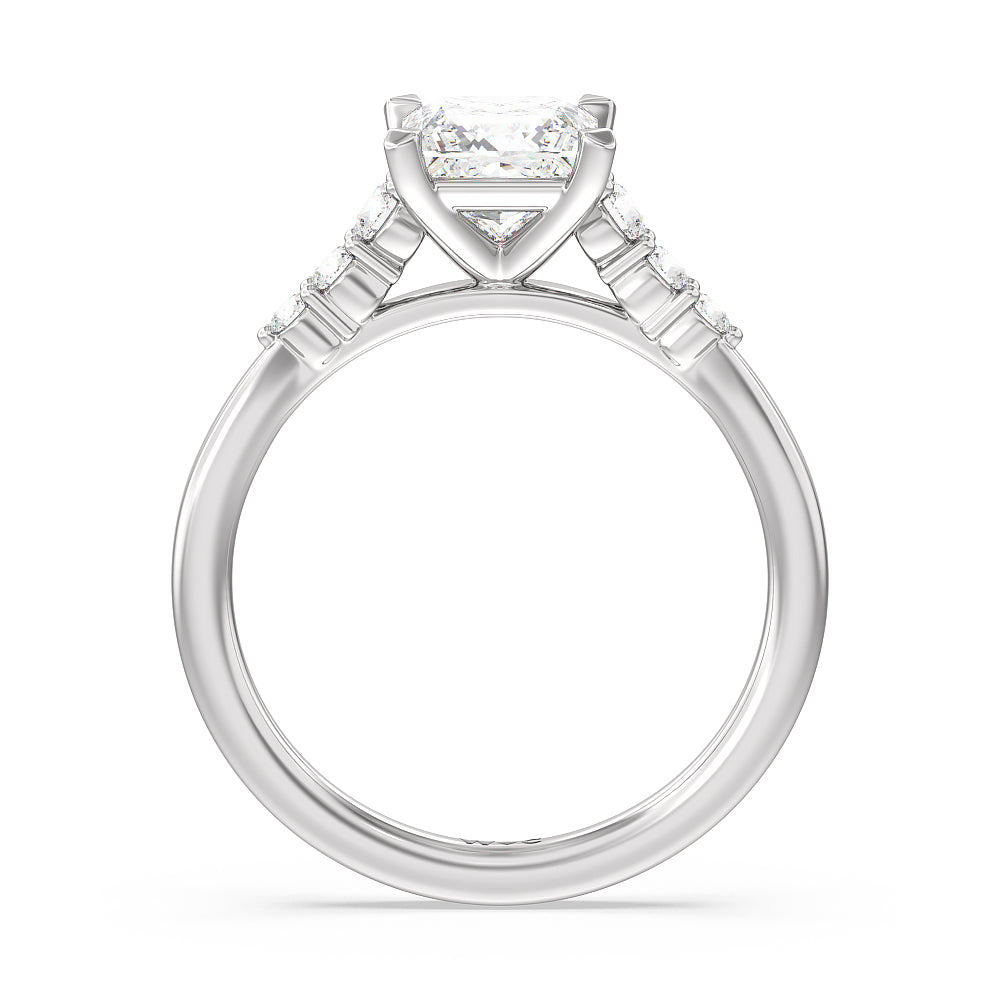 Tapered Classic Diamond Engagement Ring with Princess Cut Diamond in 14KT Platinum view 2
