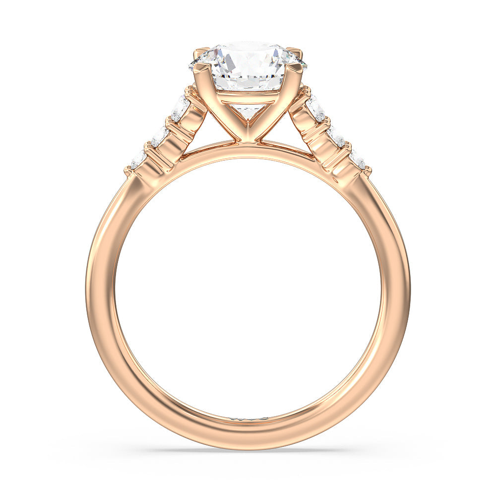 Tapered Classic Diamond Engagement Ring with Round Cut Diamond in 14KT Rose Gold view 2

