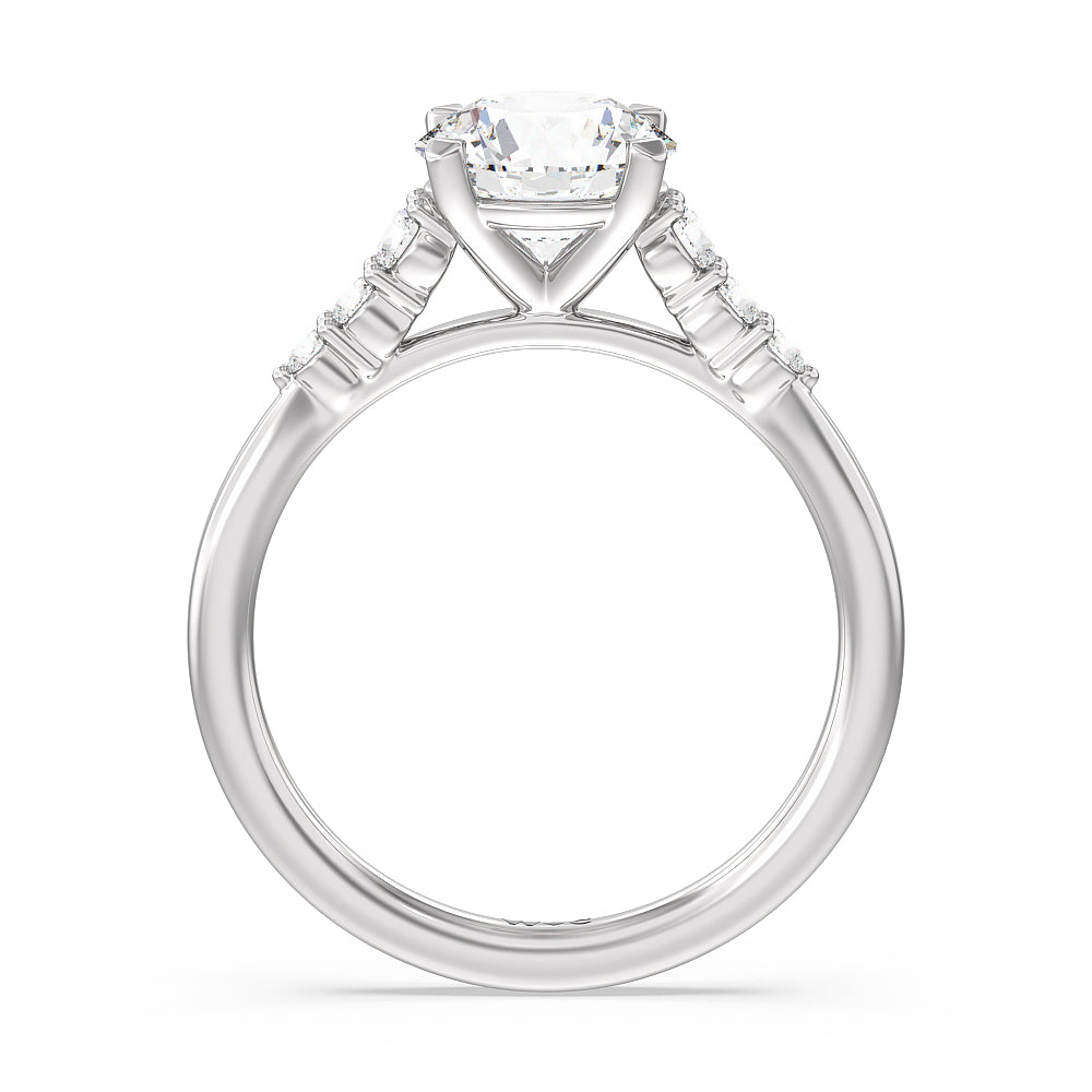 Tapered Classic Diamond Engagement Ring with Round Cut Diamond in 14KT Platinum view 2
