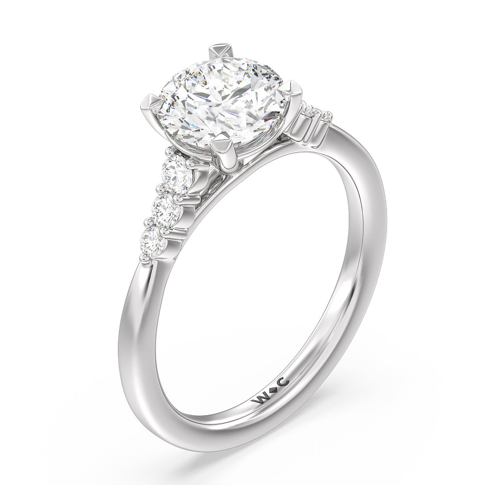 Tapered Classic Diamond Engagement Ring with Round Cut Diamond in 14KT Platinum view 3
