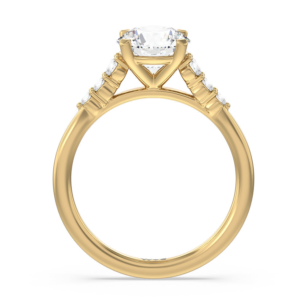 Tapered Classic Diamond Engagement Ring with Round Cut Diamond in 14KT Yellow Gold view 2
