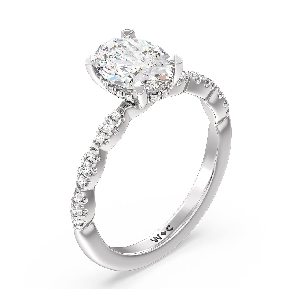 Oval Cut Modern East West Hidden Halo Engagement Ring with Lab Grown Diamond in 14KT Platinum view 3
