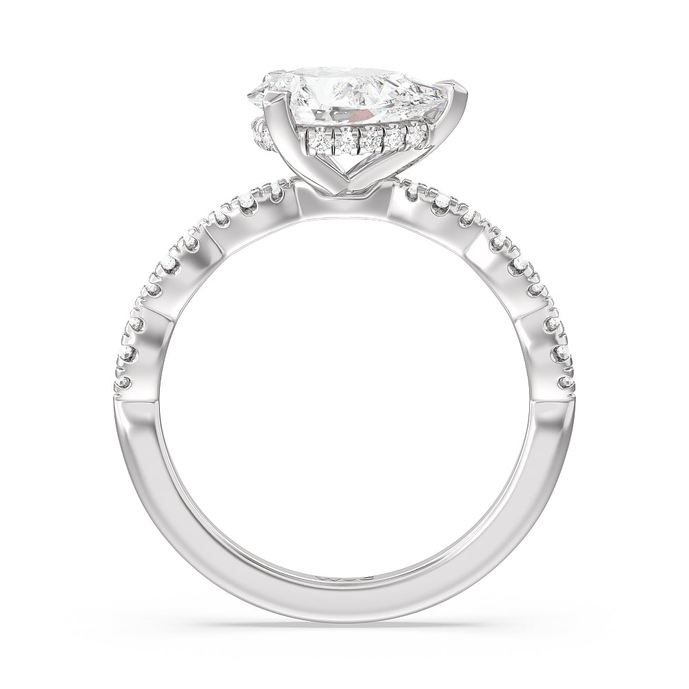 Pear Cut Modern East West Hidden Halo Engagement Ring with Lab Grown Diamond in 14KT Platinum view 2
