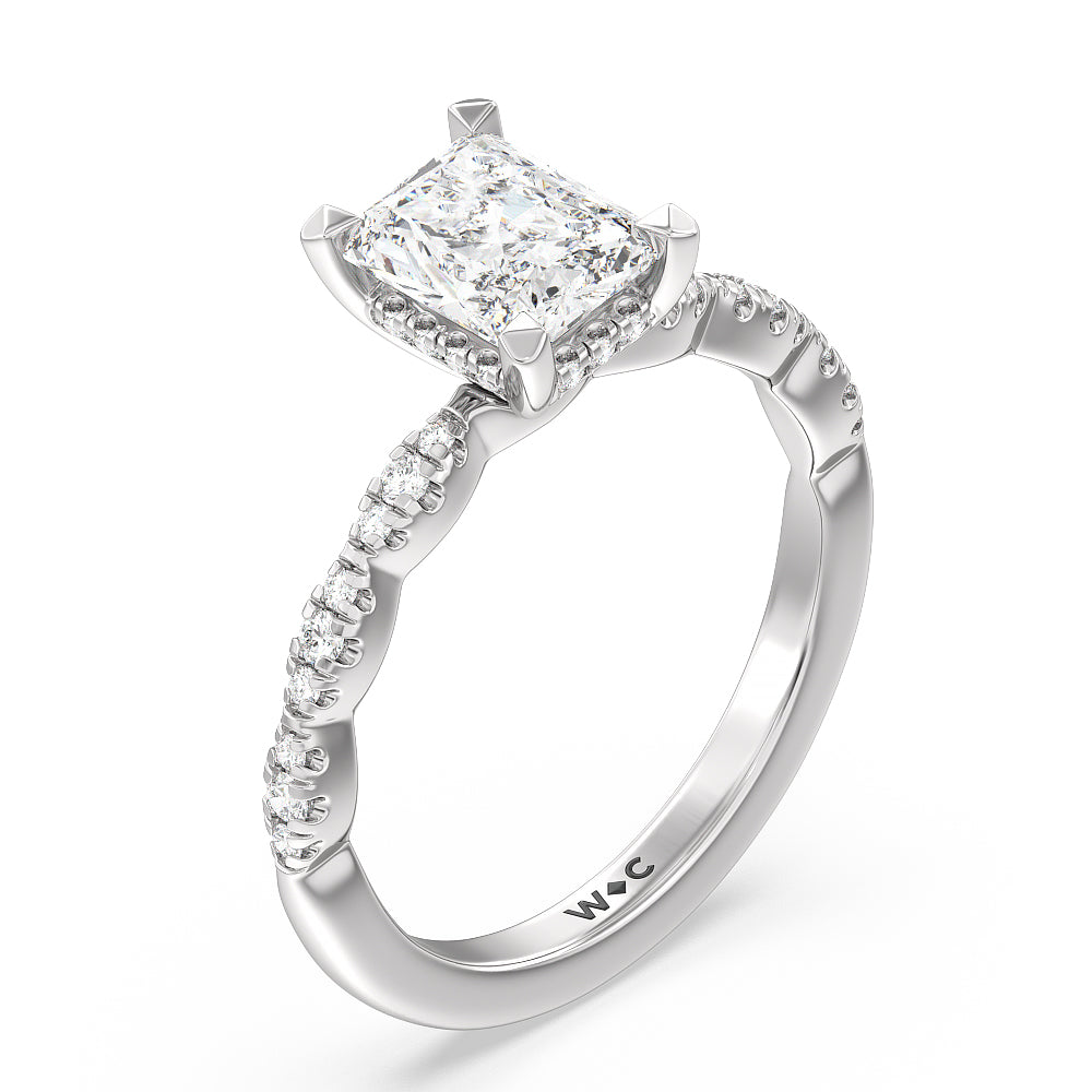 Radiant Cut Modern East West Hidden Halo Engagement Ring with Lab Grown Diamond in 14KT Platinum view 3

