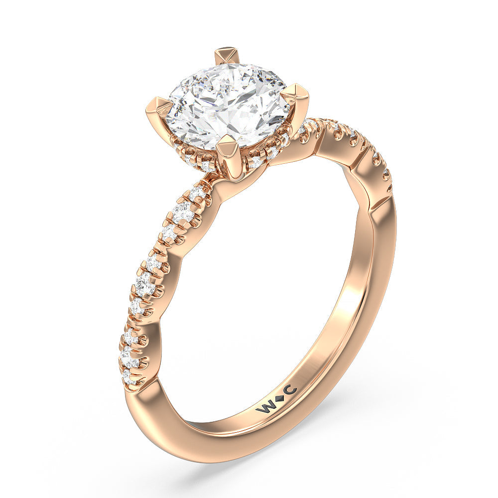 Round Cut Modern East West Hidden Halo Engagement Ring with Lab Grown Diamond in 14KT Rose Gold view 3
