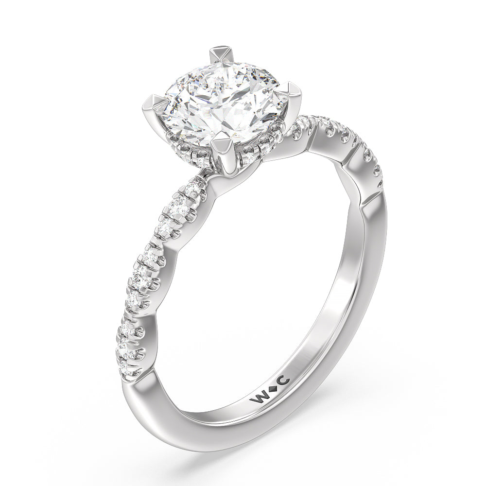 Round Cut Modern East West Hidden Halo Engagement Ring with Lab Grown Diamond in 14KT Platinum view 3

