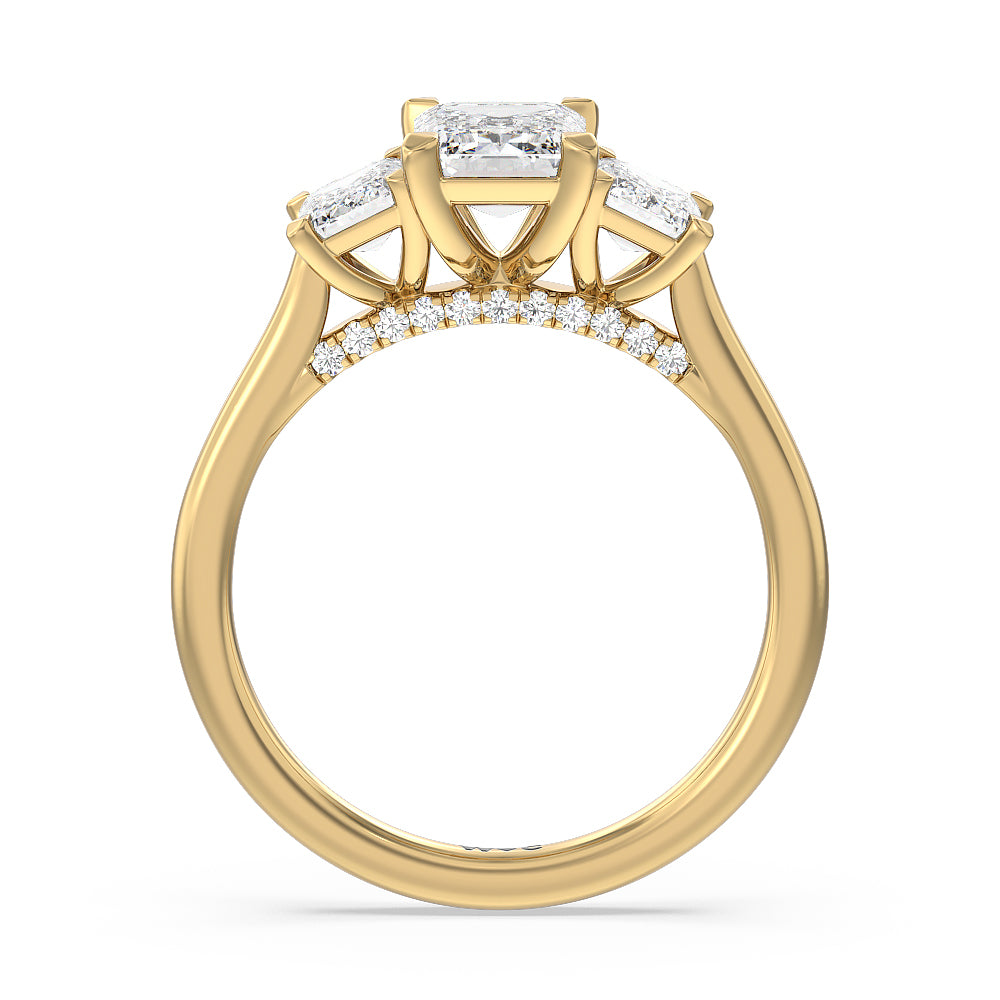 Hidden Accent Rings Bridge Classic 2 7/8 CTTW Round Cut Lab Grown Diamond Three Stone ...