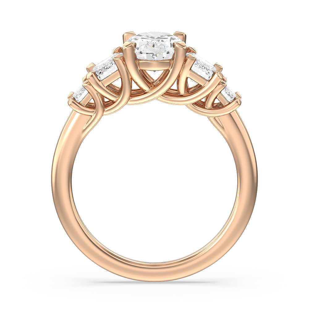 Oval Cut Trellis Side Stone Engagement Ring with Lab Grown Diamond in 14KT Rose Gold view 2
