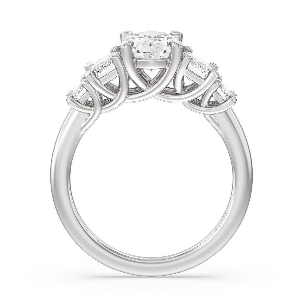 Oval Cut Trellis Side Stone Engagement Ring with Lab Grown Diamond in 14KT Platinum view 2

