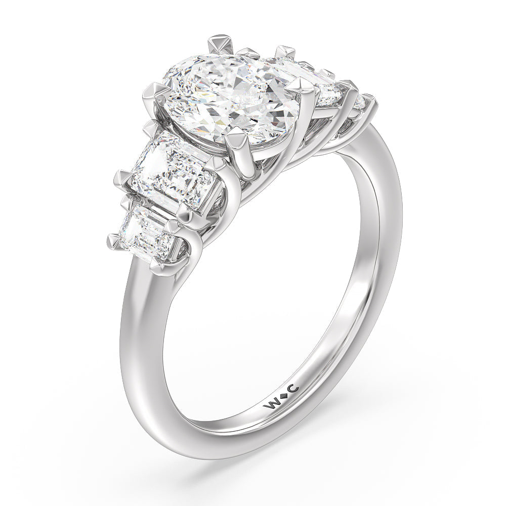 Oval Cut Trellis Side Stone Engagement Ring with Lab Grown Diamond in 14KT Platinum view 3
