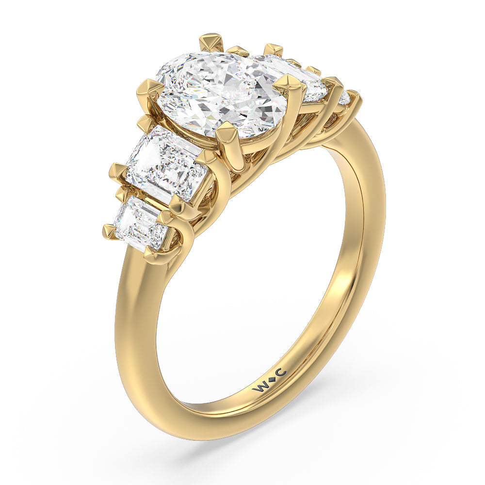 Oval Cut Trellis Side Stone Engagement Ring with Lab Grown Diamond in 14KT Yellow Gold view 3

