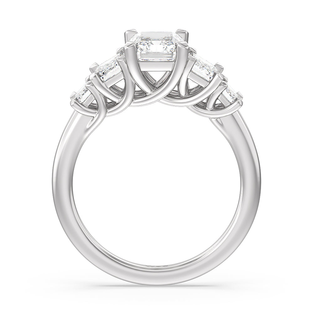 Radiant Cut Trellis Side Stone Engagement Ring with Lab Grown Diamond in 14KT Platinum view 2
