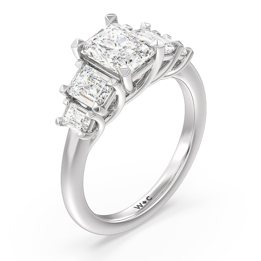 Radiant Cut Trellis Side Stone Engagement Ring with Lab Grown Diamond in 14KT Platinum view 3
