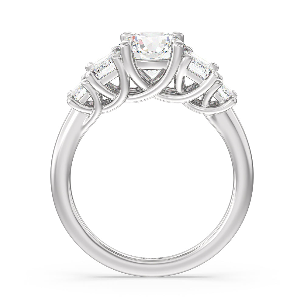 Round Cut Trellis Side Stone Engagement Ring with Lab Grown Diamond in 14KT Platinum view 2
