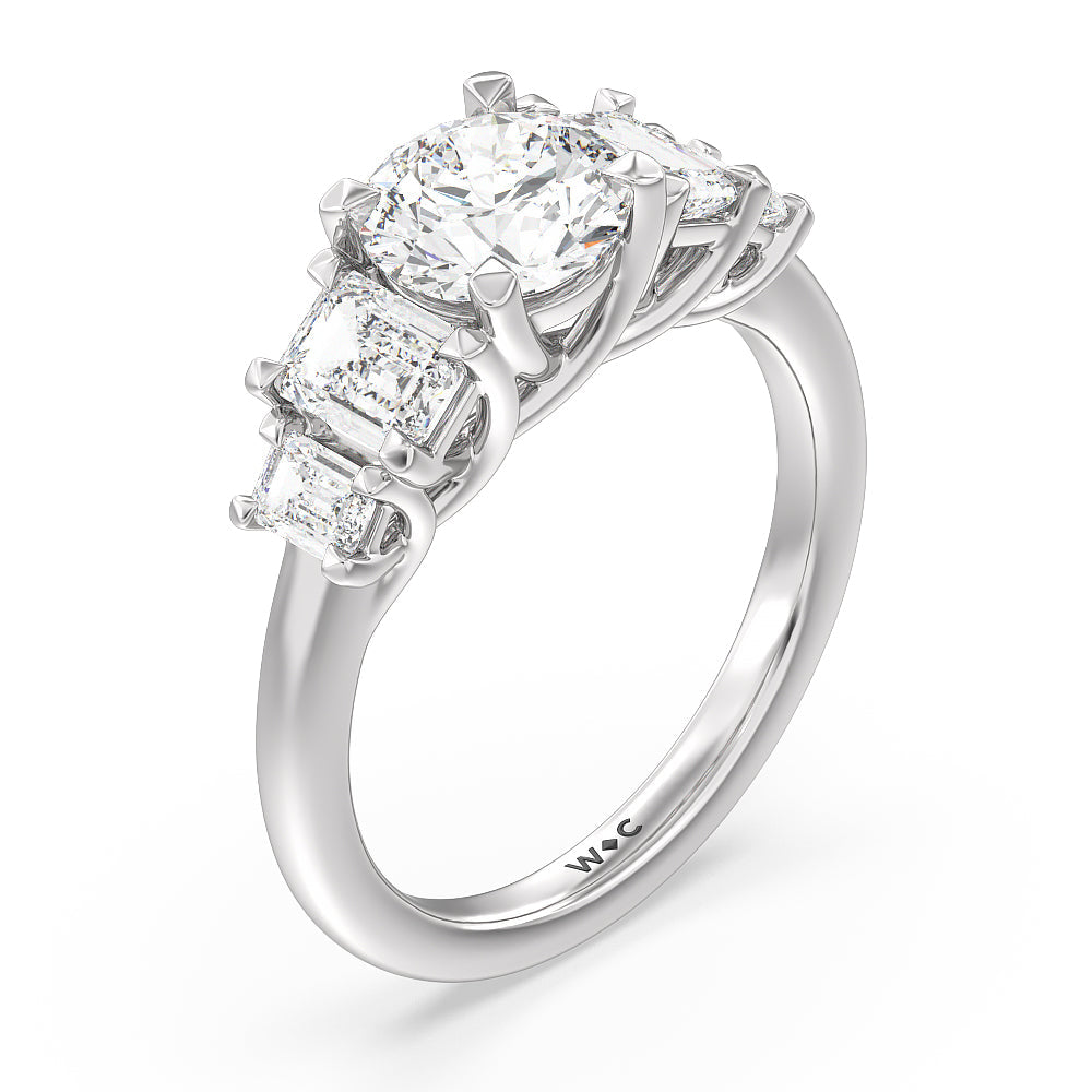Round Cut Trellis Side Stone Engagement Ring with Lab Grown Diamond in 14KT Platinum view 3
