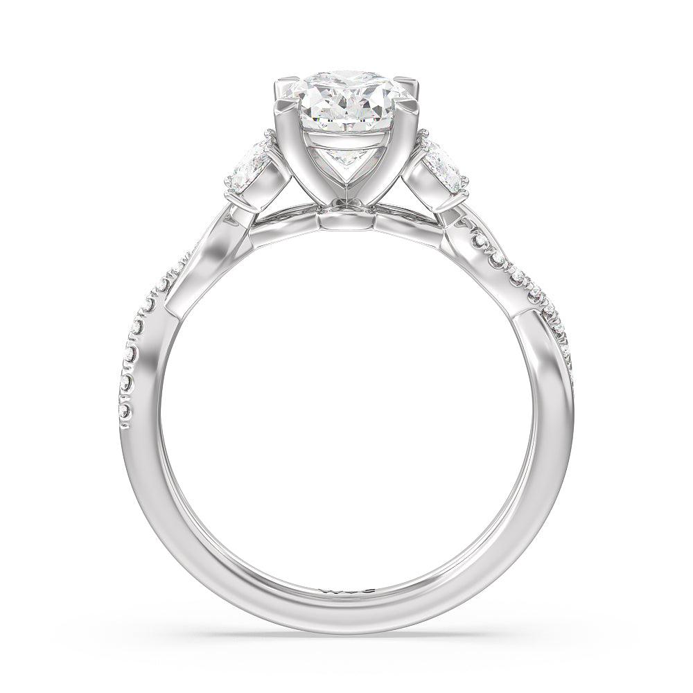 Oval Cut Twisted Vine Accent Engagement Ring with Lab Grown Diamond in 14KT Platinum view 2
