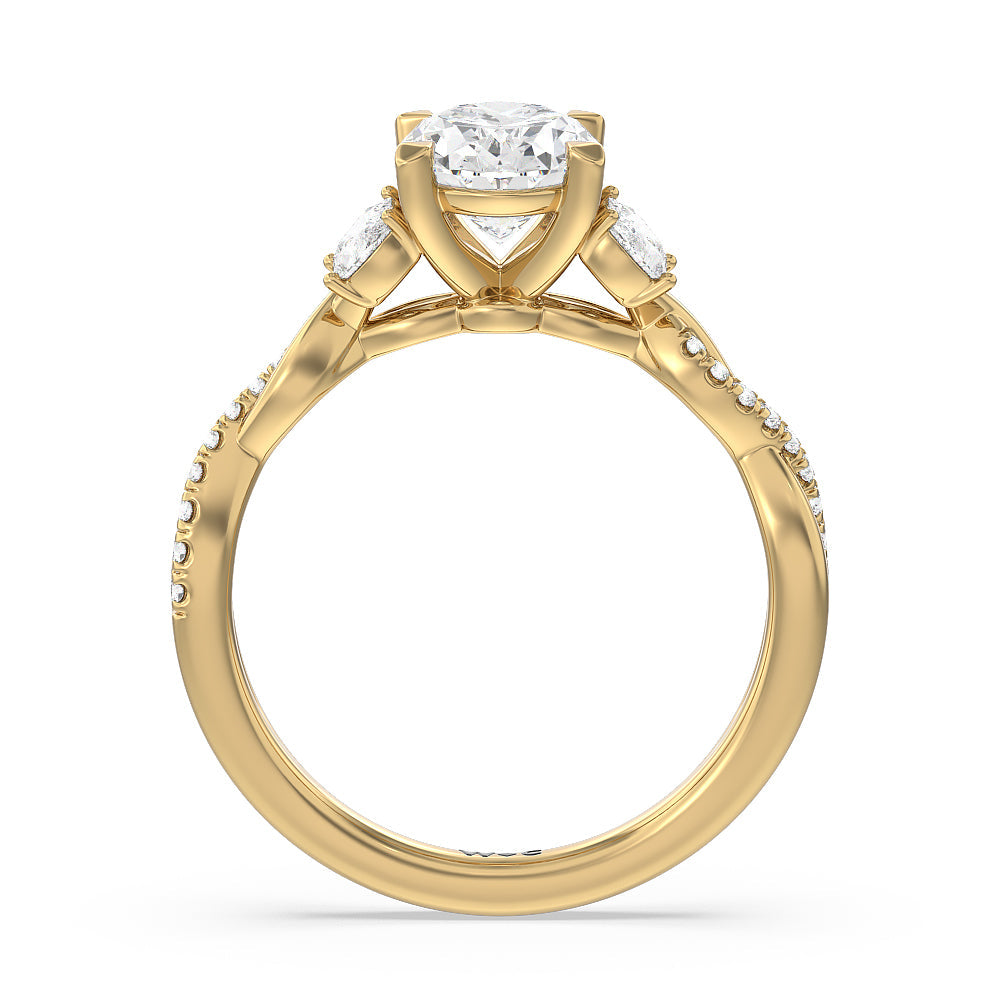 Oval Cut Twisted Vine Accent Engagement Ring with Lab Grown Diamond in 14KT Yellow Gold view 2
