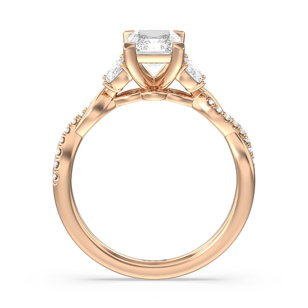 Radiant Cut Twisted Vine Accent Engagement Ring with Lab Grown Diamond in 14KT Rose Gold view 2
