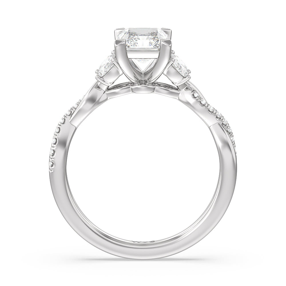 Radiant Cut Twisted Vine Accent Engagement Ring with Lab Grown Diamond in 14KT Platinum view 2
