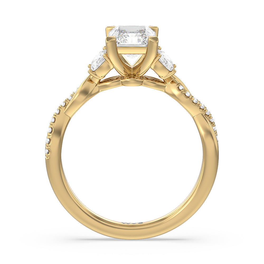 Radiant Cut Twisted Vine Accent Engagement Ring with Lab Grown Diamond in 14KT Yellow Gold view 2
