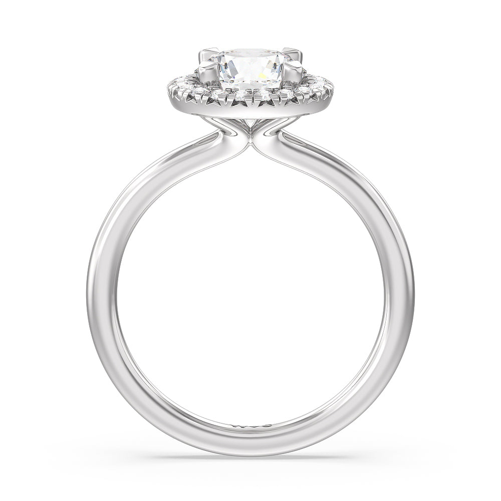 Seamless Plain Shank Halo Engagement Ring with Round Cut Diamond in 14KT Platinum view 2

