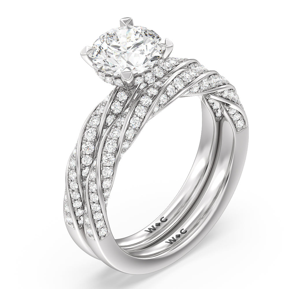 Radiant Cut Twisted Rope Hidden Halo Engagement Ring with Lab Grown Diamond in 14KT Platinum view 4
