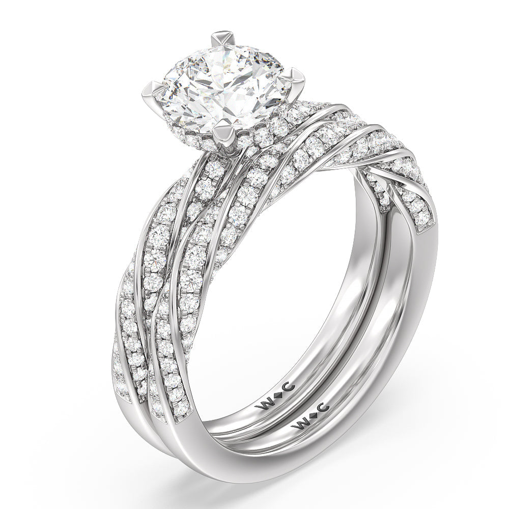 Twisted Halo diamond Engagement Ring In 14K White Gold | Fascinating  Diamonds