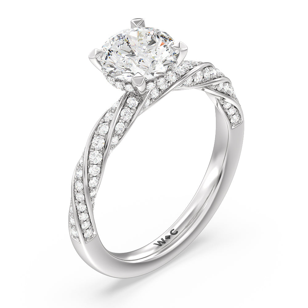 Round Cut Twisted Rope Hidden Halo Engagement Ring with Lab Grown Diamond in 14KT Platinum view 3
