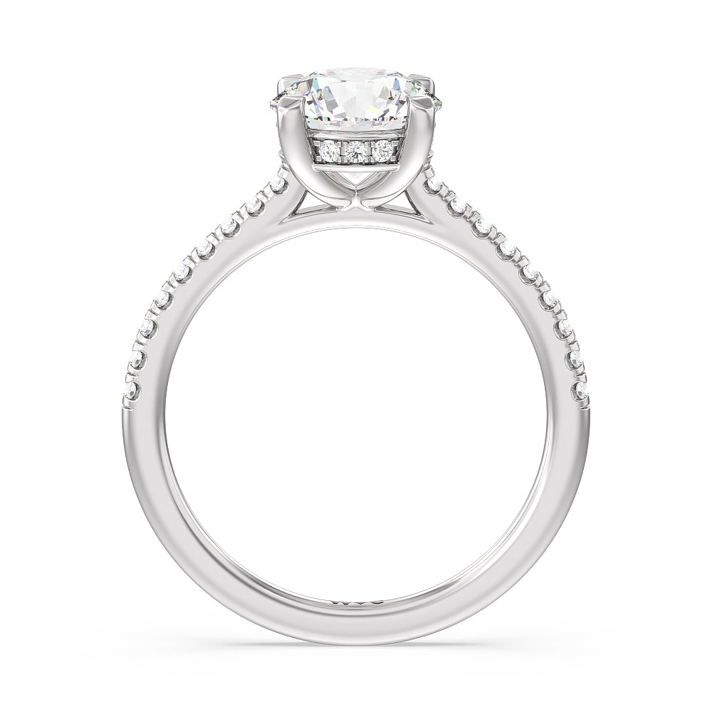Channel Set Hidden Halo Engagement Ring with Round Cut Diamond in 14KT Platinum view 2
