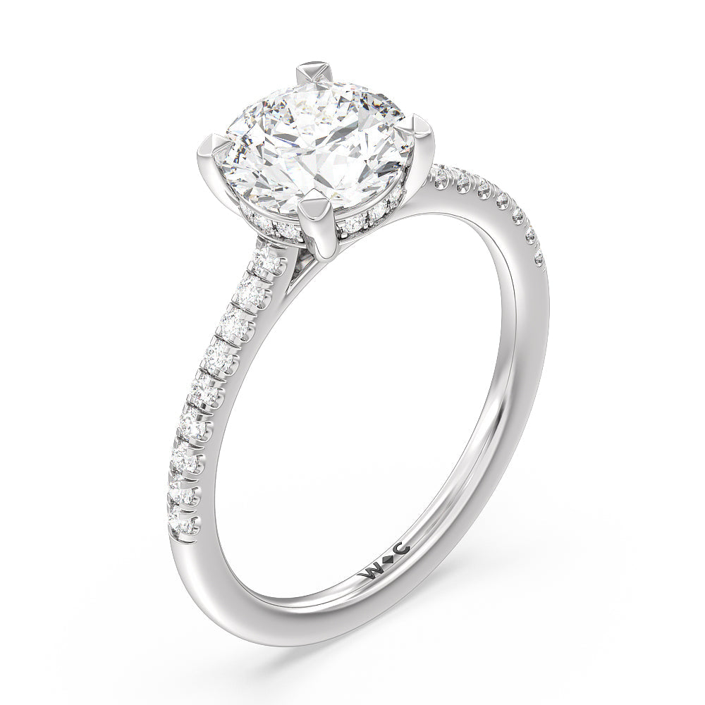 Channel Set Hidden Halo Engagement Ring with Round Cut Diamond in 14KT Platinum view 3
