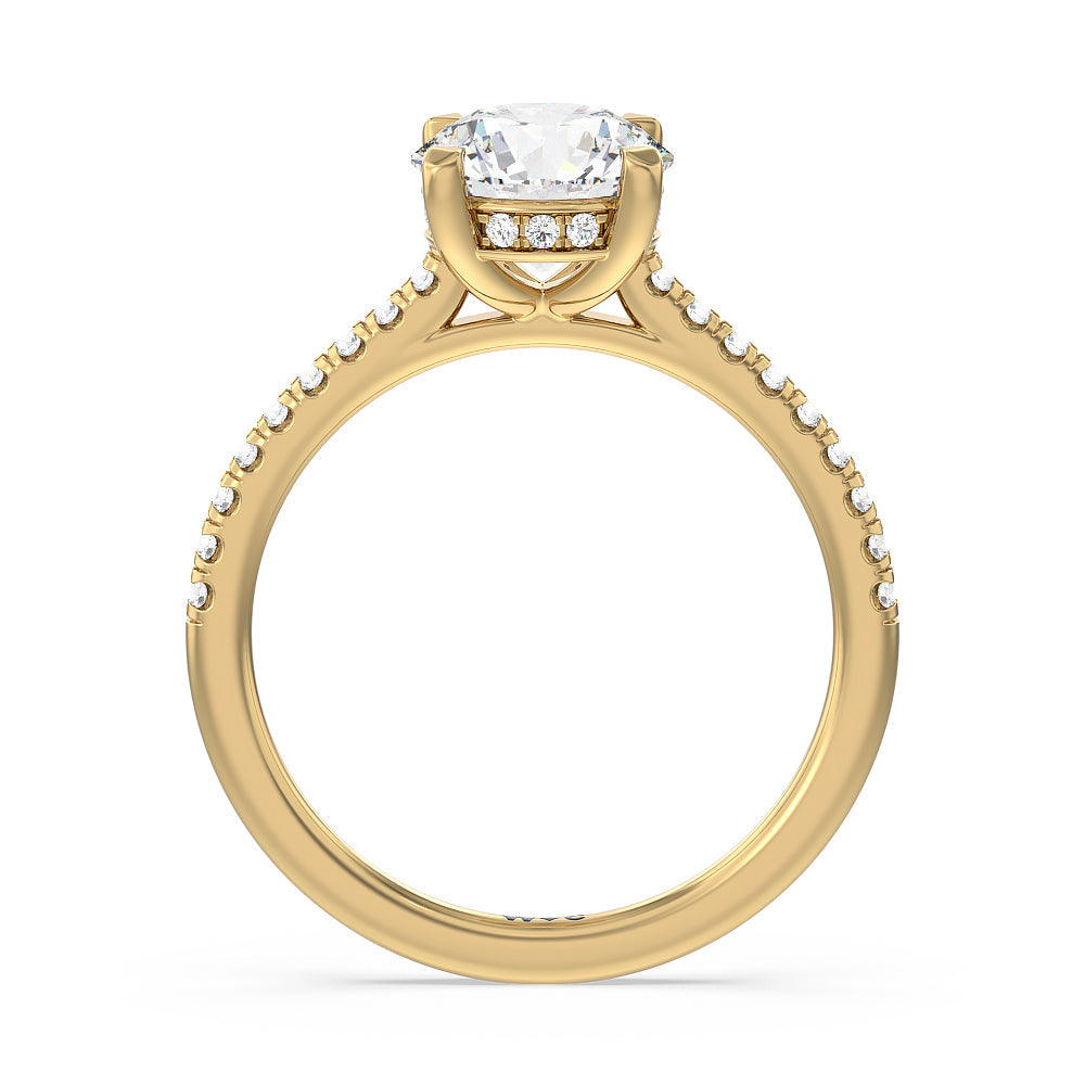 Channel Set Hidden Halo Engagement Ring with Round Cut Diamond in 14KT Yellow Gold view 2
