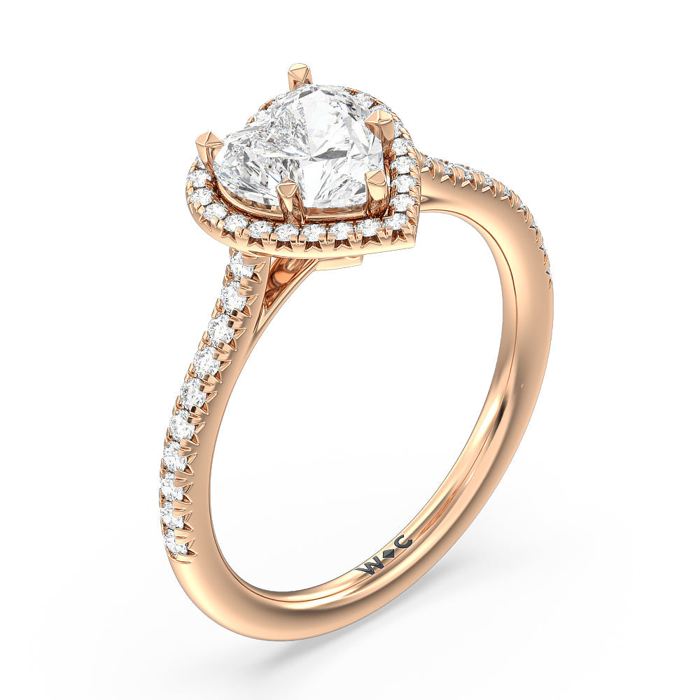 Cathedral Halo Engagement Ring with Heart Cut Diamond in 14KT Rose Gold view 3
