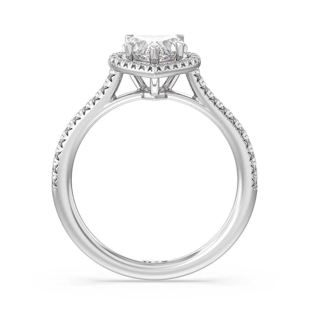 Cathedral Halo Engagement Ring with Heart Cut Diamond in 14KT Platinum view 2
