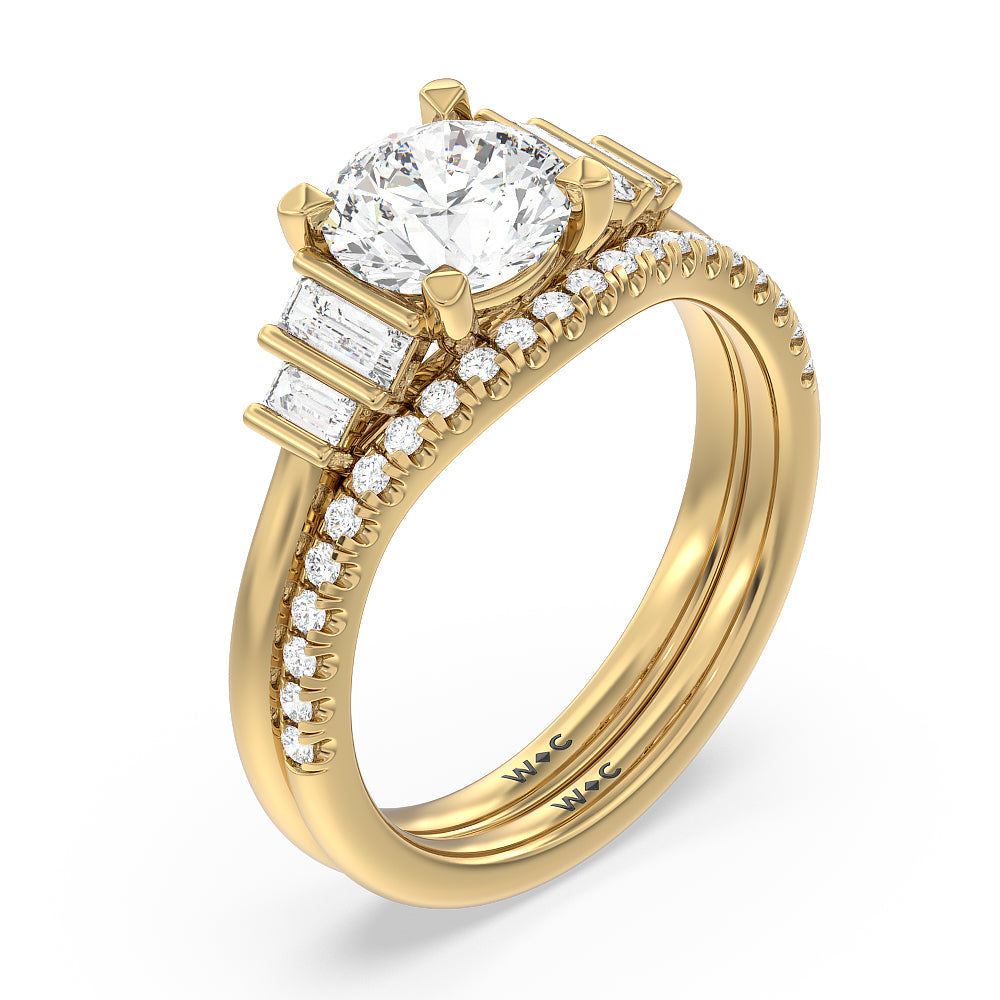 Geometric Diamond Engagement Ring with Cushion Cut Diamond in 14KT Yellow Gold view 4
